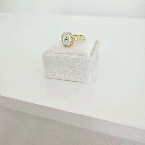 2 CT Elongated Cushion Cut Moissanite Ring --Sterling Silver Gold-Plated - Picture 6 of 6